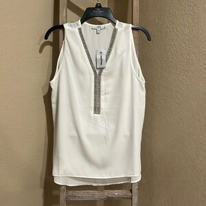 Moa Moa Misses Sleeveless Tank with Rhinestones and Pearls